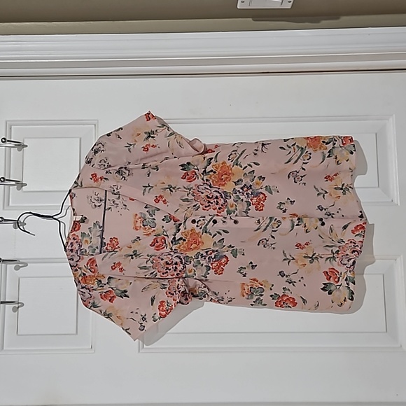 Rebecca Taylor Marlena Floral 100% Silk Short Sleeve Blouse - Picture 2 of 8